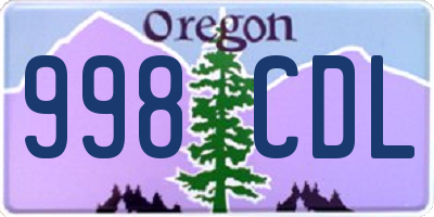 OR license plate 998CDL
