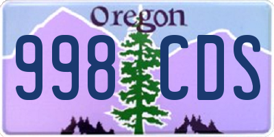 OR license plate 998CDS