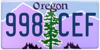 OR license plate 998CEF