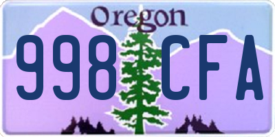 OR license plate 998CFA