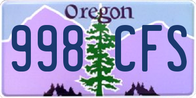 OR license plate 998CFS