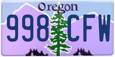 OR license plate 998CFW