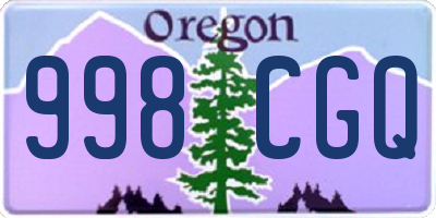 OR license plate 998CGQ