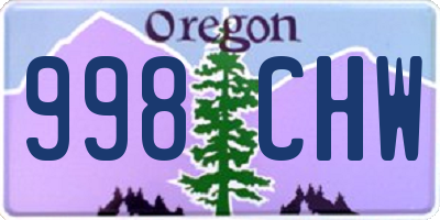 OR license plate 998CHW