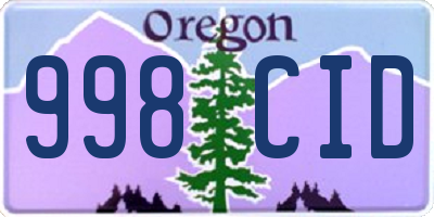 OR license plate 998CID