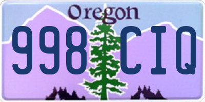 OR license plate 998CIQ