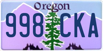 OR license plate 998CKA