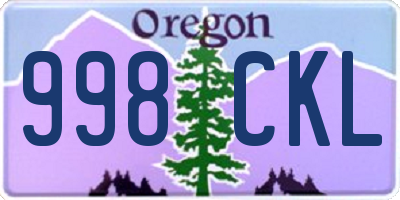 OR license plate 998CKL