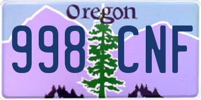 OR license plate 998CNF