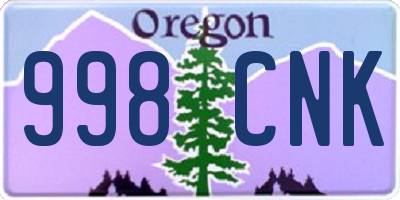 OR license plate 998CNK