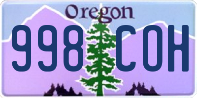 OR license plate 998COH