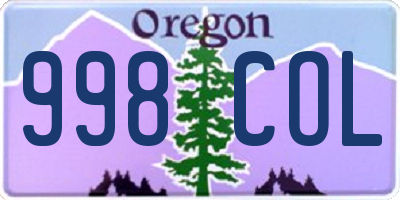 OR license plate 998COL