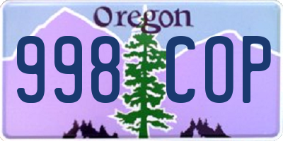 OR license plate 998COP