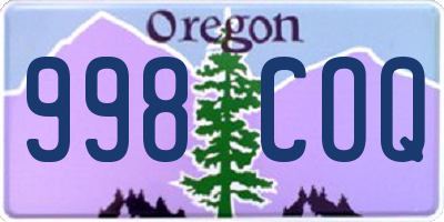 OR license plate 998COQ