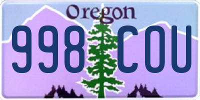 OR license plate 998COU