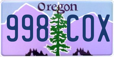 OR license plate 998COX