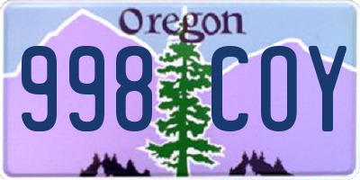 OR license plate 998COY