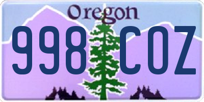 OR license plate 998COZ