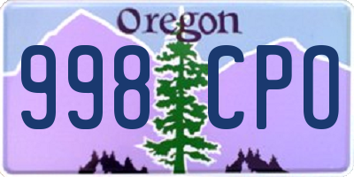 OR license plate 998CPO