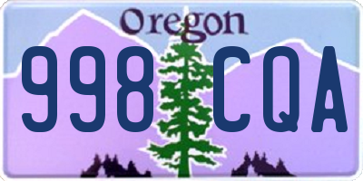 OR license plate 998CQA