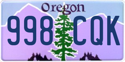 OR license plate 998CQK