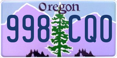OR license plate 998CQO