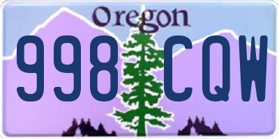OR license plate 998CQW