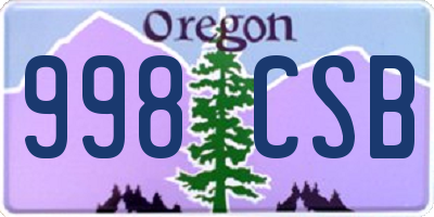 OR license plate 998CSB