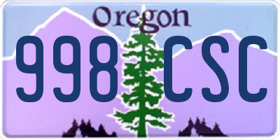 OR license plate 998CSC