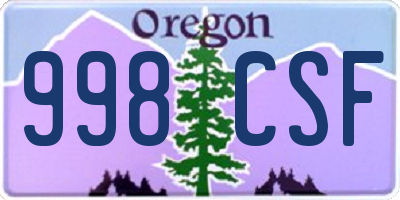 OR license plate 998CSF