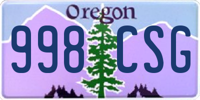 OR license plate 998CSG