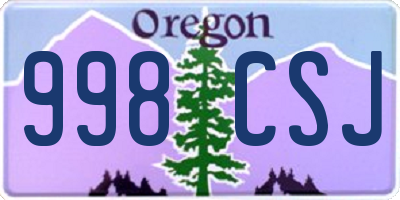 OR license plate 998CSJ