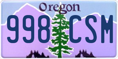 OR license plate 998CSM