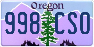 OR license plate 998CSO