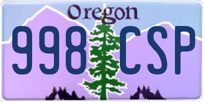 OR license plate 998CSP
