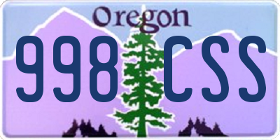 OR license plate 998CSS