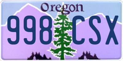 OR license plate 998CSX