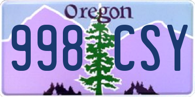 OR license plate 998CSY