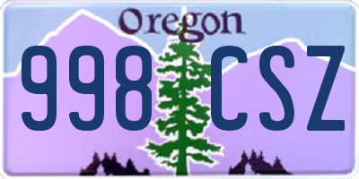 OR license plate 998CSZ