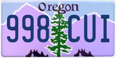 OR license plate 998CUI