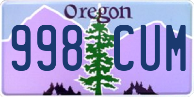 OR license plate 998CUM