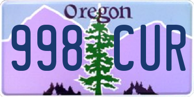 OR license plate 998CUR