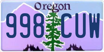 OR license plate 998CUW