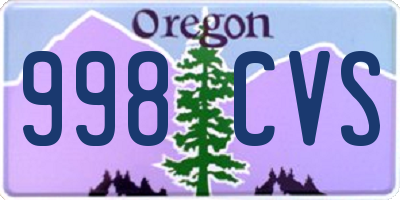 OR license plate 998CVS