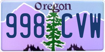 OR license plate 998CVW