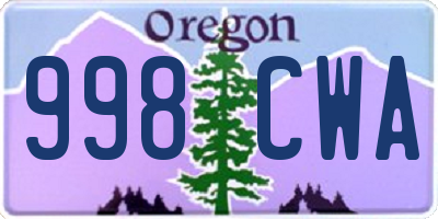 OR license plate 998CWA