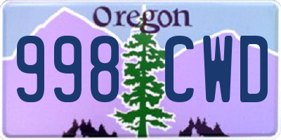 OR license plate 998CWD