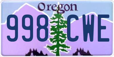 OR license plate 998CWE