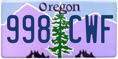 OR license plate 998CWF