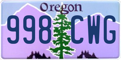 OR license plate 998CWG